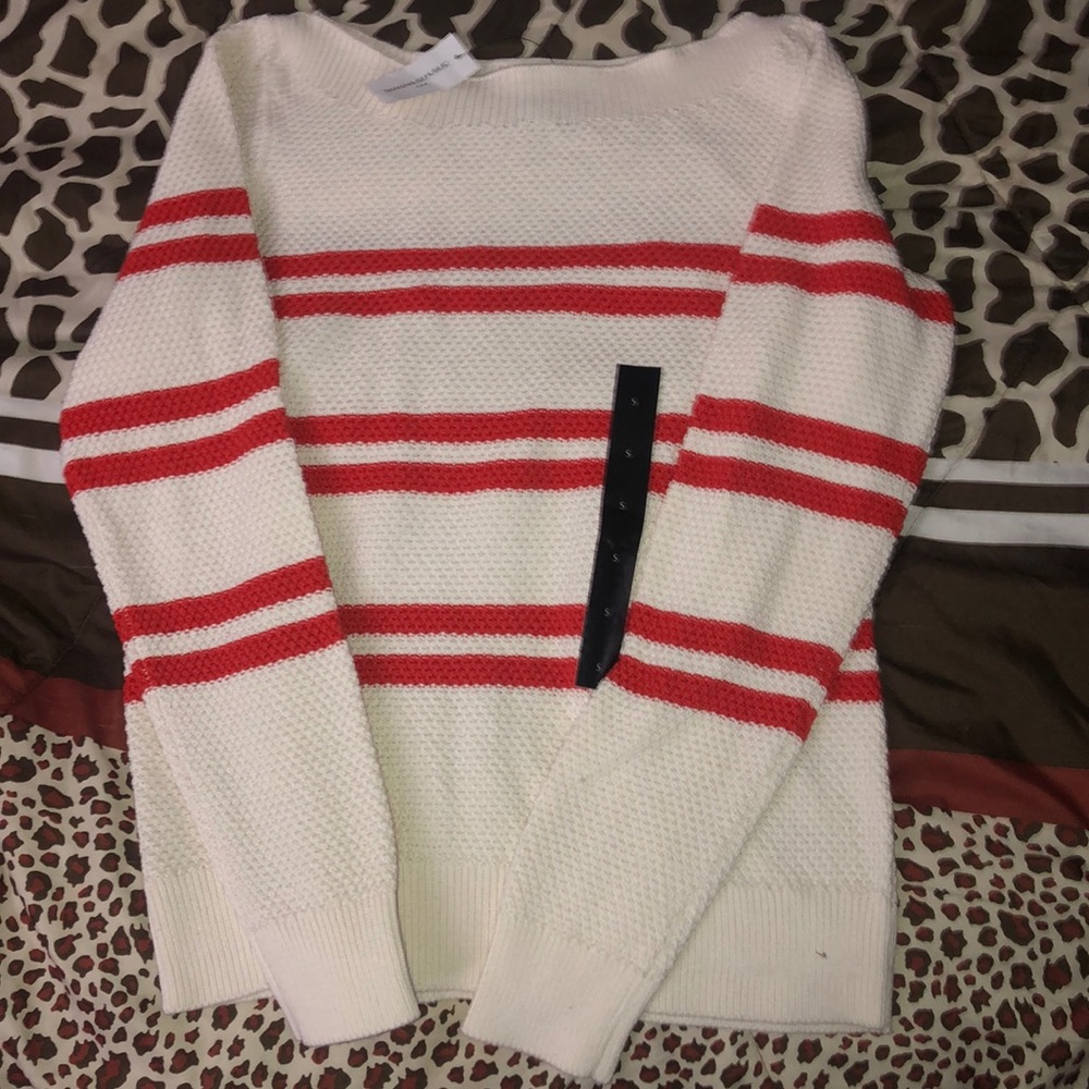 Brand New Chunky Stitch Striped Boatneck Sweater